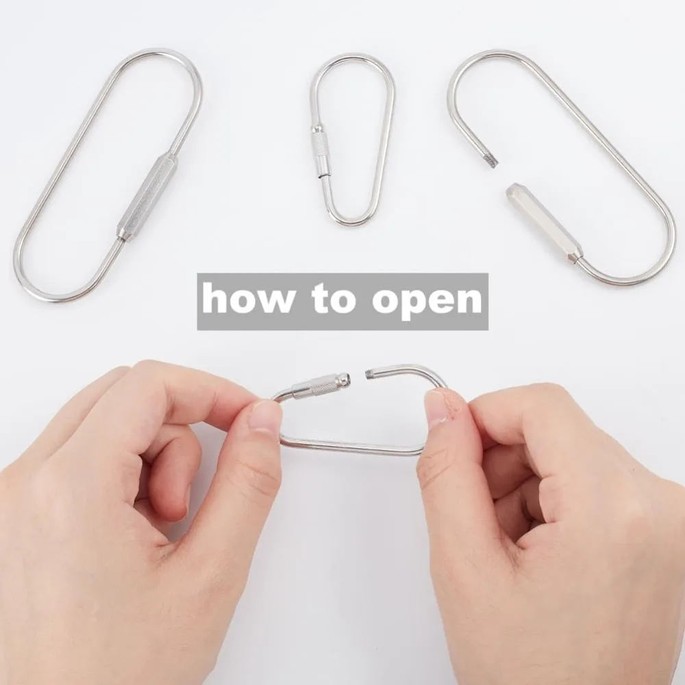 4 ชิ้น 2 รูปแบบ 304 สแตนเลสสตีลสกรู Carabiner ล็อค Clasps สกรูโลหะล็อคพวงกุญแจ Carabiner Clasps พวงกุญแจรูปไข่ชุด