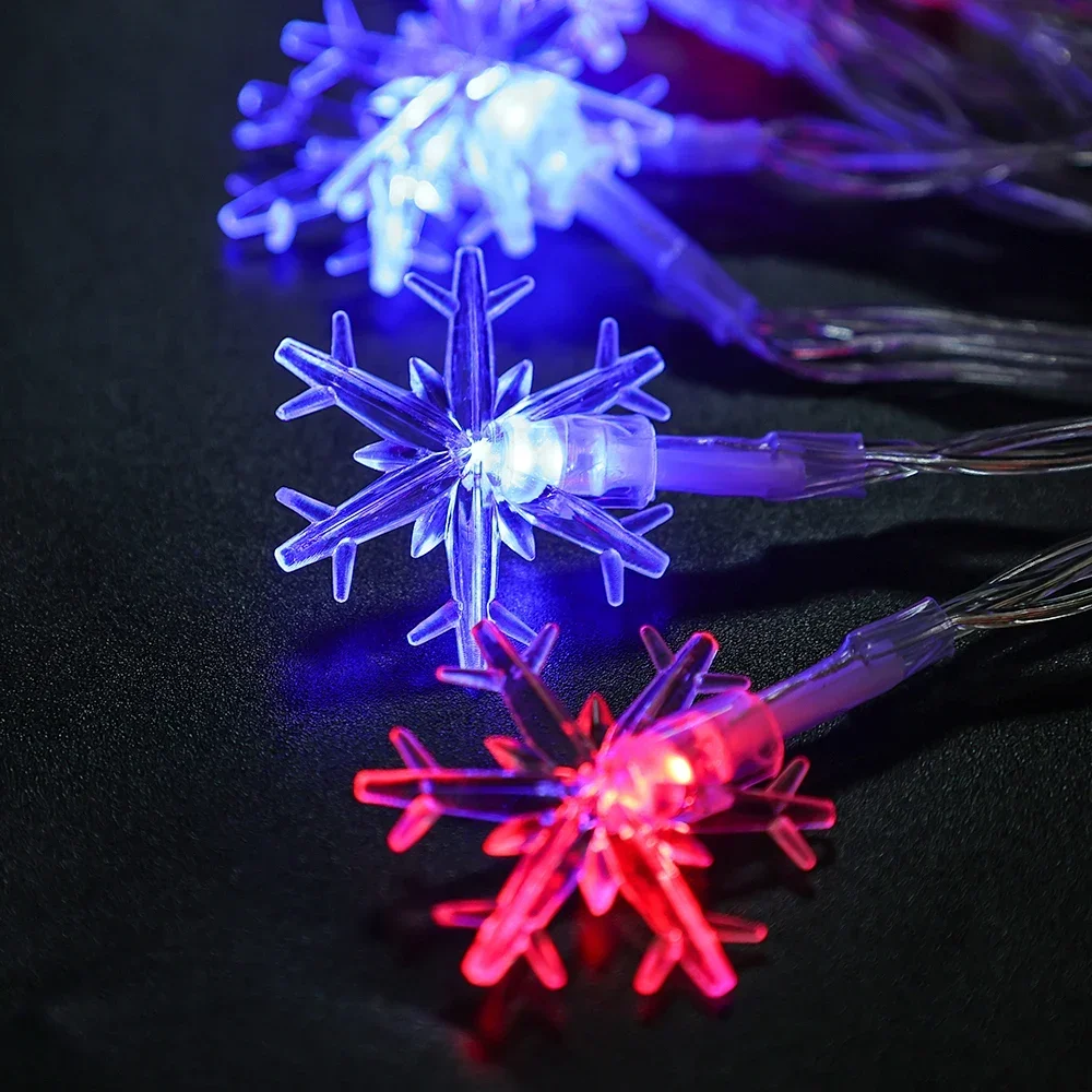 Christmas Snowflake Light String Colorful Warm Star Snow String Lights USB or Batteries Garden Patio Christmas Decoration Lamp