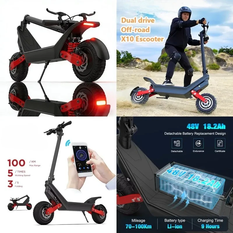 

Powerful 2000W Dual Motor X10 Electric Scooter for Adults 45 Mile Long Range 48V High-Capacity Battery Dual Disc Brakes