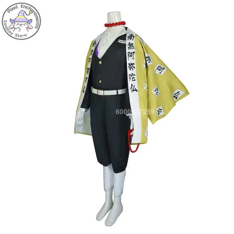 CyDemon Slayer: Kimetsu No Yaiba Hashira Training Arc Gyomei Himejima 코스프레 의상 유니폼 동일 스타일 2차원