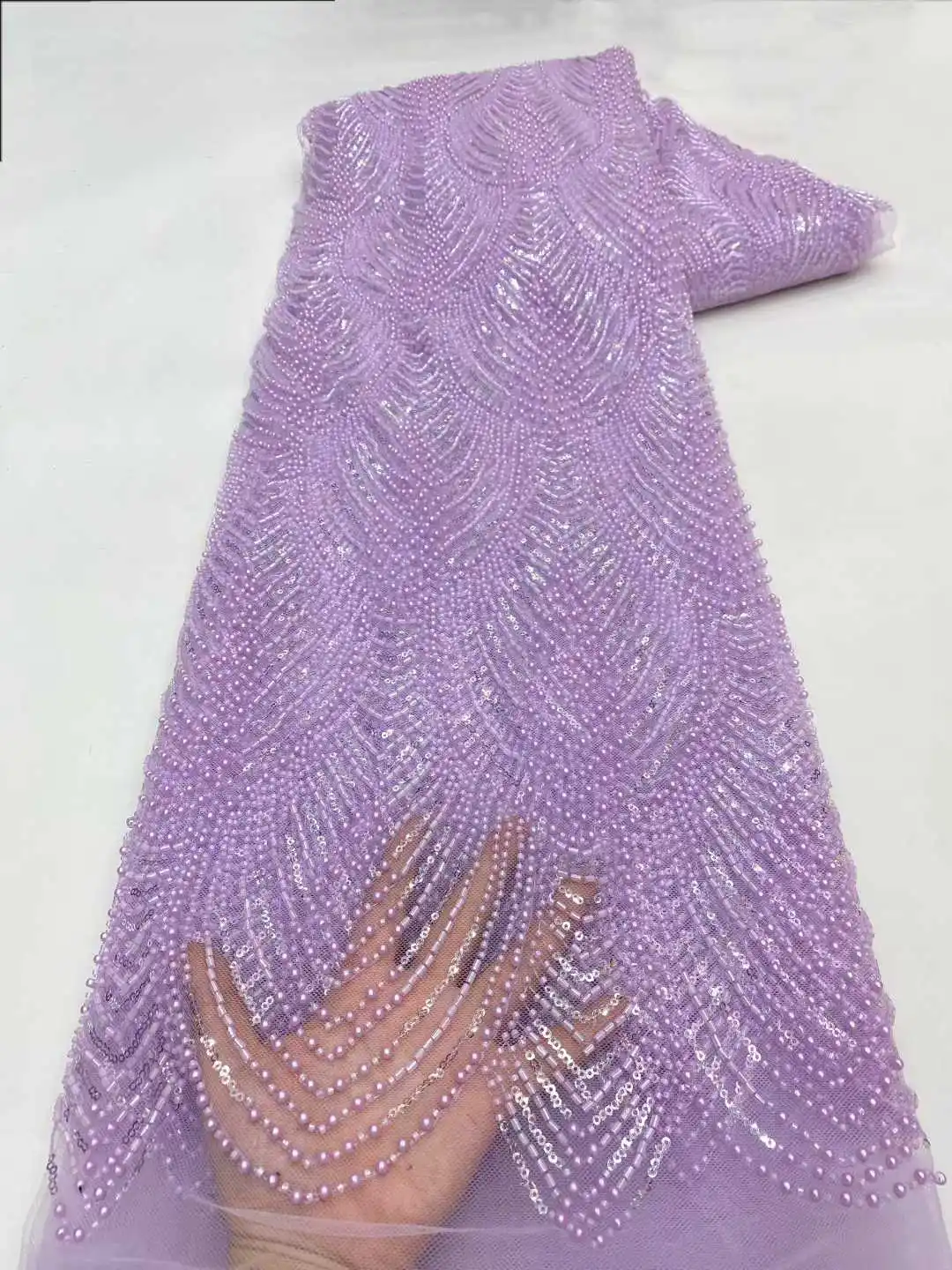 

Новая, тяжелая, вышивка жемчугом и трубкой из бисера, французская тюлевая сетка, кружево из африканской ткани с бусинами, вечерние платья. Свадьбы