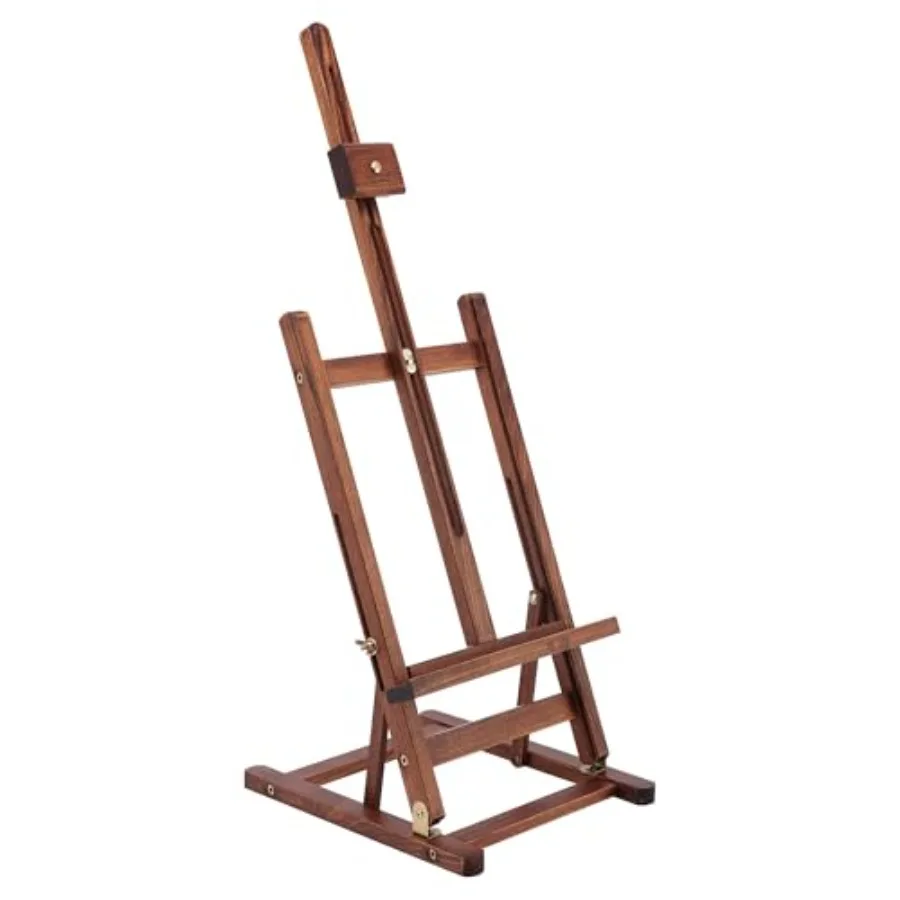 

Tabletop H-Frame Easel, 29" High, Solid Beechwood, Walnut Stain Art Easel for Painting Canvas up to 22", Adjustable Desktop Stan