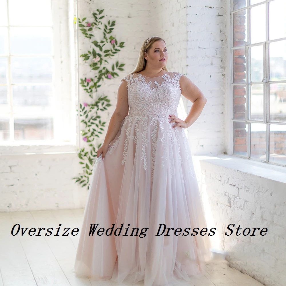 Plus Size Champagne Wedding Dresses with Lace 2024 Summer New Sleeveless Soft Tulle Bridal Gowns for Women Vestidos De Novia New