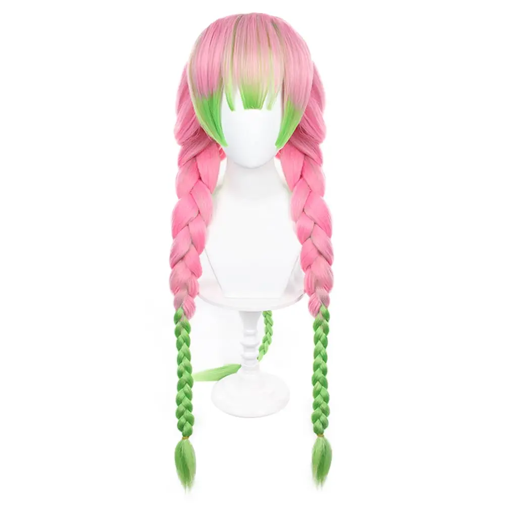 

Anime Demon Slayer Cosplay Wigs Kanroji Mitsuri Long Pink and Green Heat Resistant Synthetic Hair Wigs