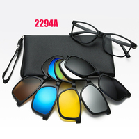Eyeglasses Frame Men Women With 5 PCS Clip On Polarized Sunglasses Spectacle Magnetic Glasses Male UV400 Eyeglasses