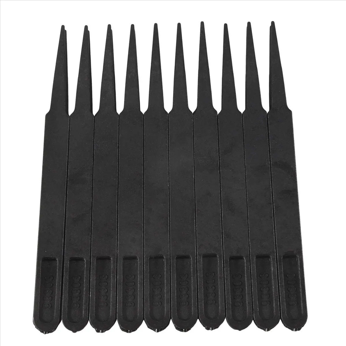 【~ NEW A94Z】Industries Round Tip Straight Plastic Anti-static Tweezers Black 10Pcs