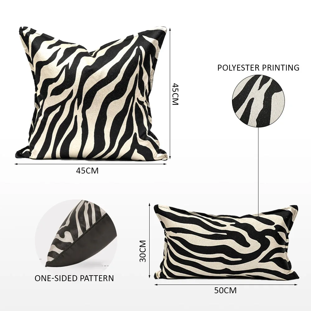 Animal Print Throw Pillow Cover Zebra Splicing leather Cushion Covers for Home Sofa Decorative Pillowcases