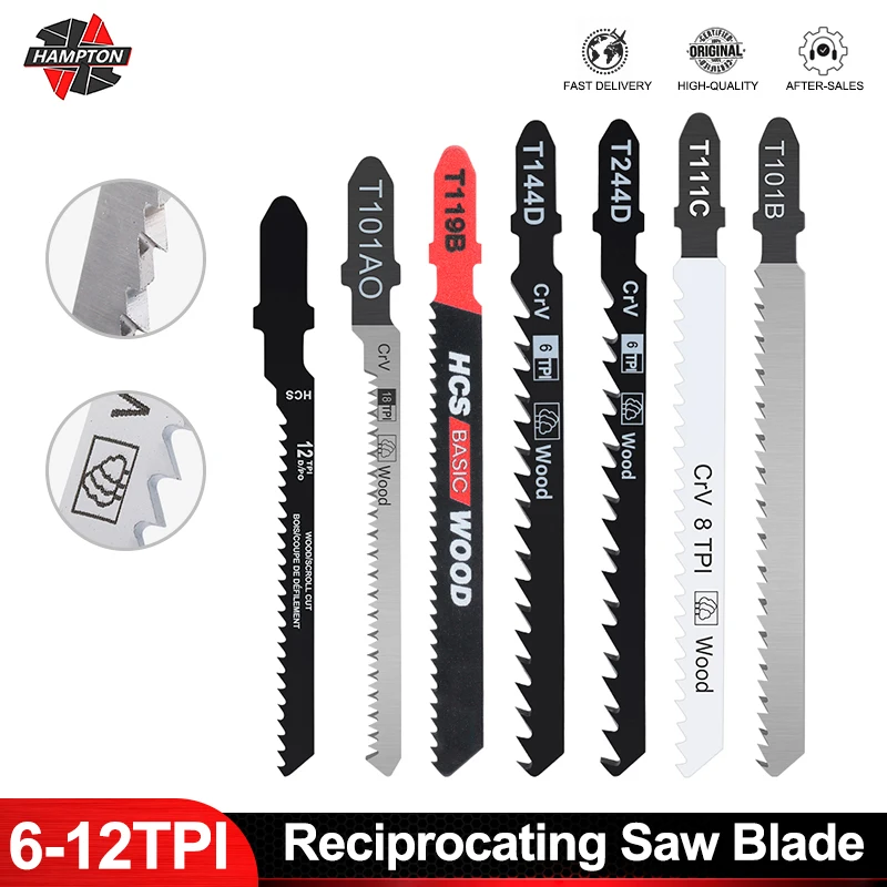 

T Shank Reciprocating Saw Blade 6-18TPI Jig Saw Blade 75-115mm Saber Blade for Wood Cutting Tool HSS Saw Blade T101B T101BR