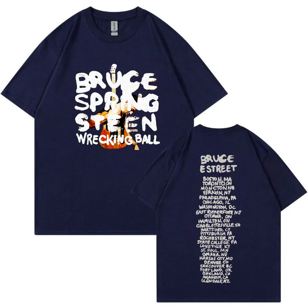 Bruce Springsteen Wrecking Ball Tour T Shirts Men's Women Clothing Fashion Vintage T-shirts 100% Cotton Casual T-shirt Fan Gift