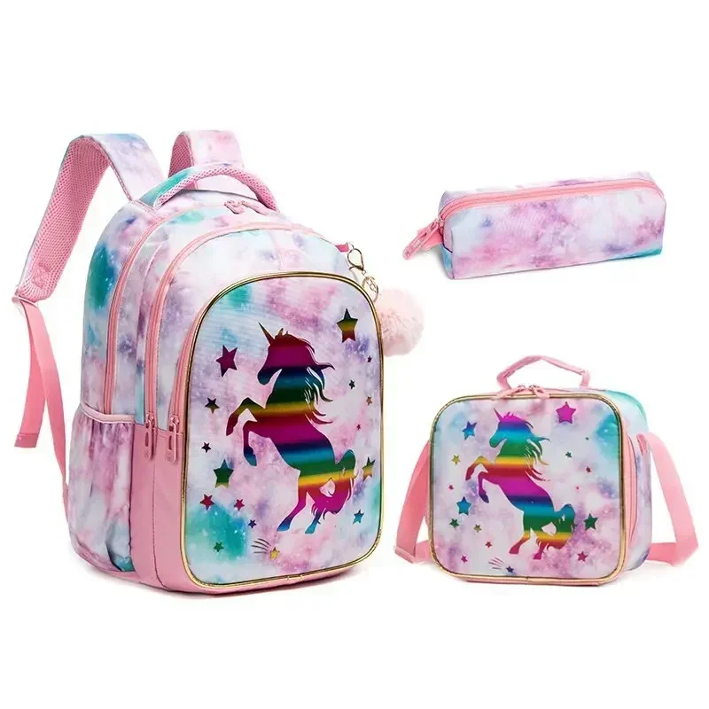 Dropshipping School Bags Kids Backpack Set in Primary Schoolbag for Teenager Girls Sequin Tower School Bags Waterproof Book Bags