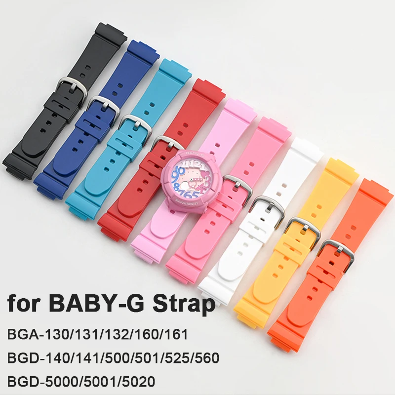 14 mm konvexes TPU-Harzarmband für Casio BABY-G BGA-130/131/160/161 BGD-140/500/560 BGD-5000/5020 Damen-Uhrenarmband ersetzen
