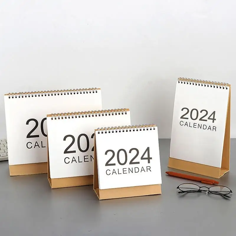 2023-2024 Simple Solid Color Desk Calendar September 2023 to December 2024 Desktop Paper Stand Daily Table Planner Yearly Agenda