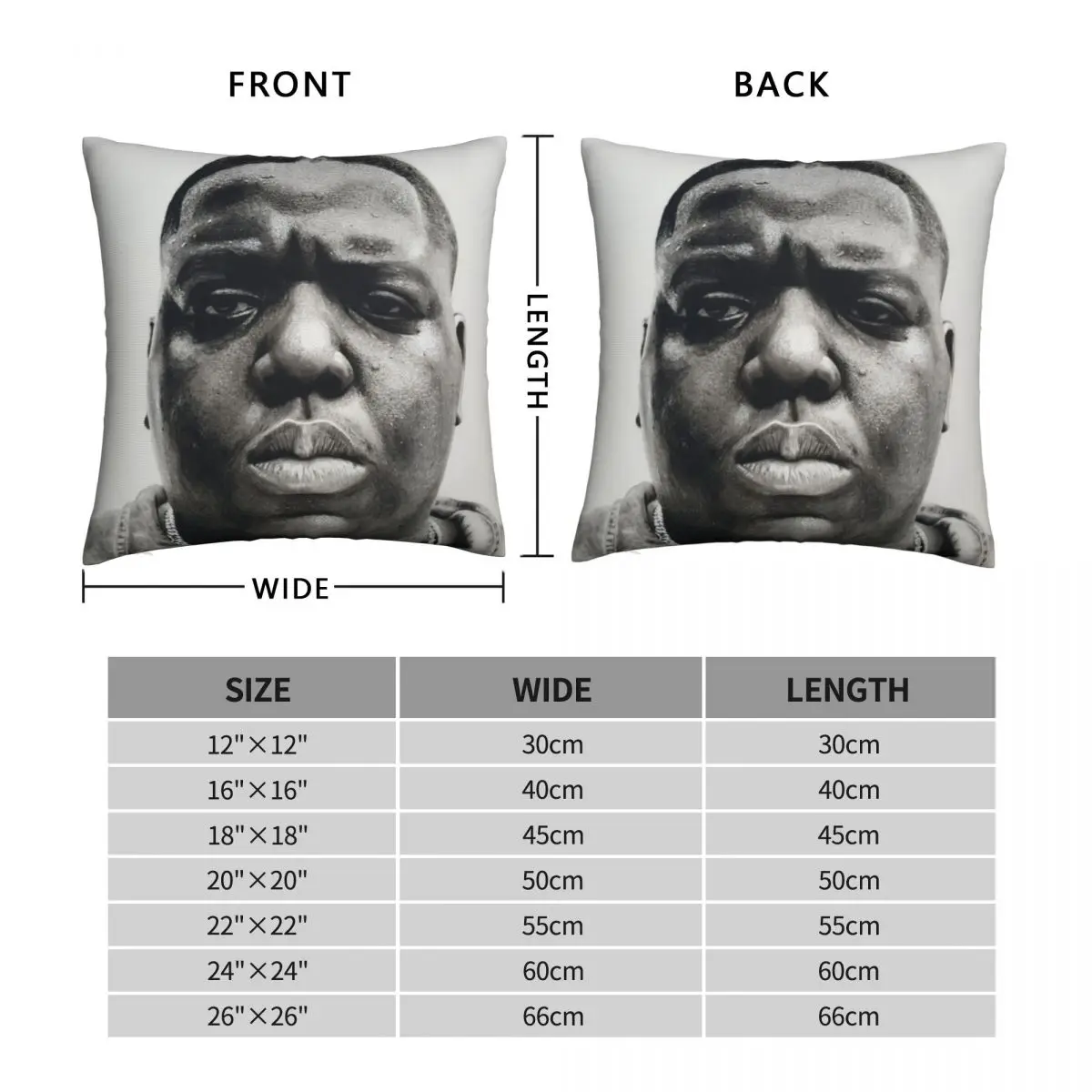 The Notorious B.I.G Hand Drawn Square Pillowcase Polyester Linen Velvet Pattern Zip Decor Pillow Case Room Cushion Cover