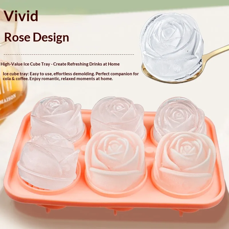 Household Bar Floral Ice Cube Tray Super Fine Layered Rose Outline Smooth Separation Design Fit Coffee Whiskey Cocktail Cooling Daily Homemade Beverage Prep ice tray ice cube mold