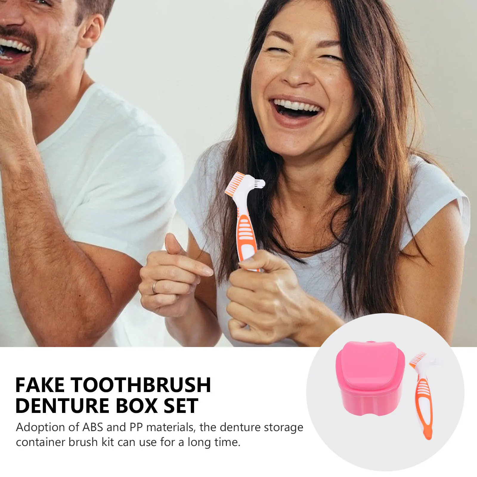 

1 Set Plastic Denture Box Brush Kit Portable False Tooth Cleaning Case With Supple Bristle Denture Cleaning Brush For Oral Care