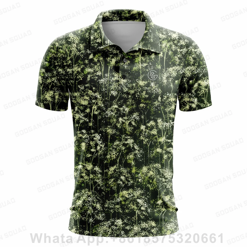 2023 NEW Polo Shirt Men Casual Short Sleeve Men Golden Flower Printed Baroque Shirt Summer Golf Polos Prom Party Shirt Tops 024