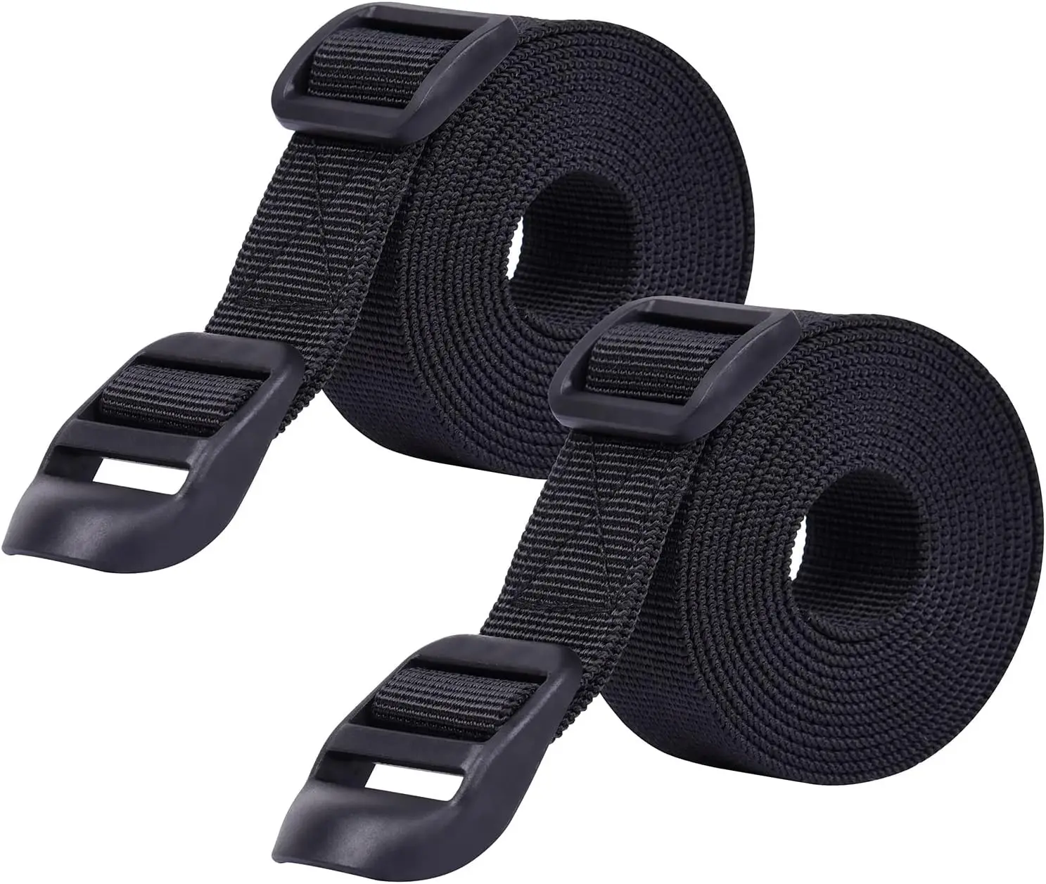 Cintas de Compressão para Saco de Dormir Reforçadas, Pacote com 2 com Fivela Plástica para Camping, Caminhada, Bagagem - 48 Polegadas Preto