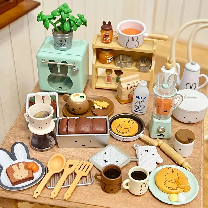 リーメント公式 ミッフィー ミニチュアキッチンカフェ ブラインドボックス 高精細フードフィギュアセット キュートなコレクターズデスクトップデコレーションギフト