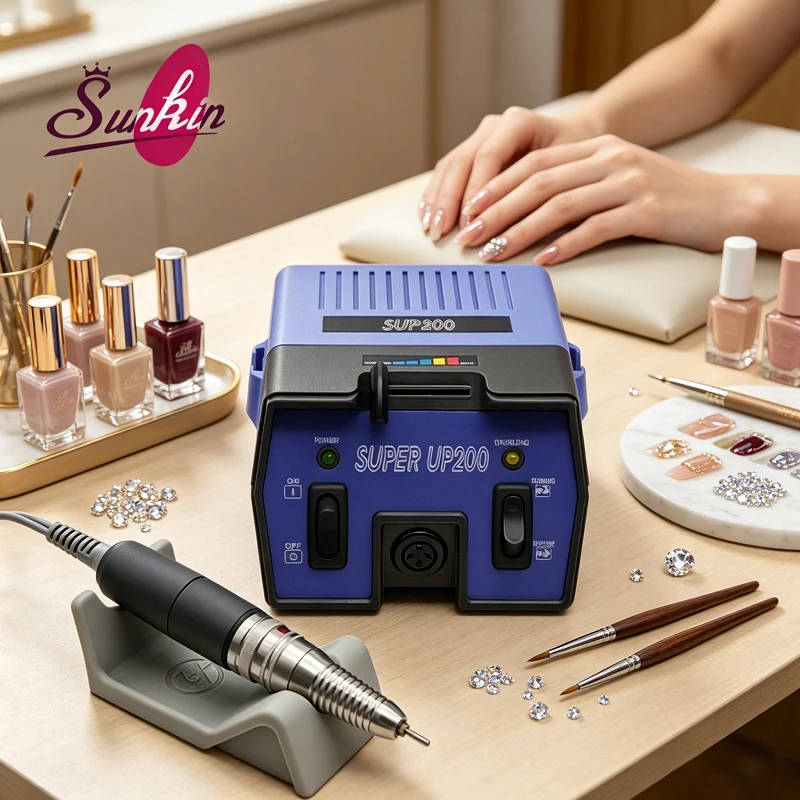 Professional Sunkin 25000rpm Brushless Tapered Nail Drill Machine Electric Manicure Polisher Portable E-File for Gel Nails Salon