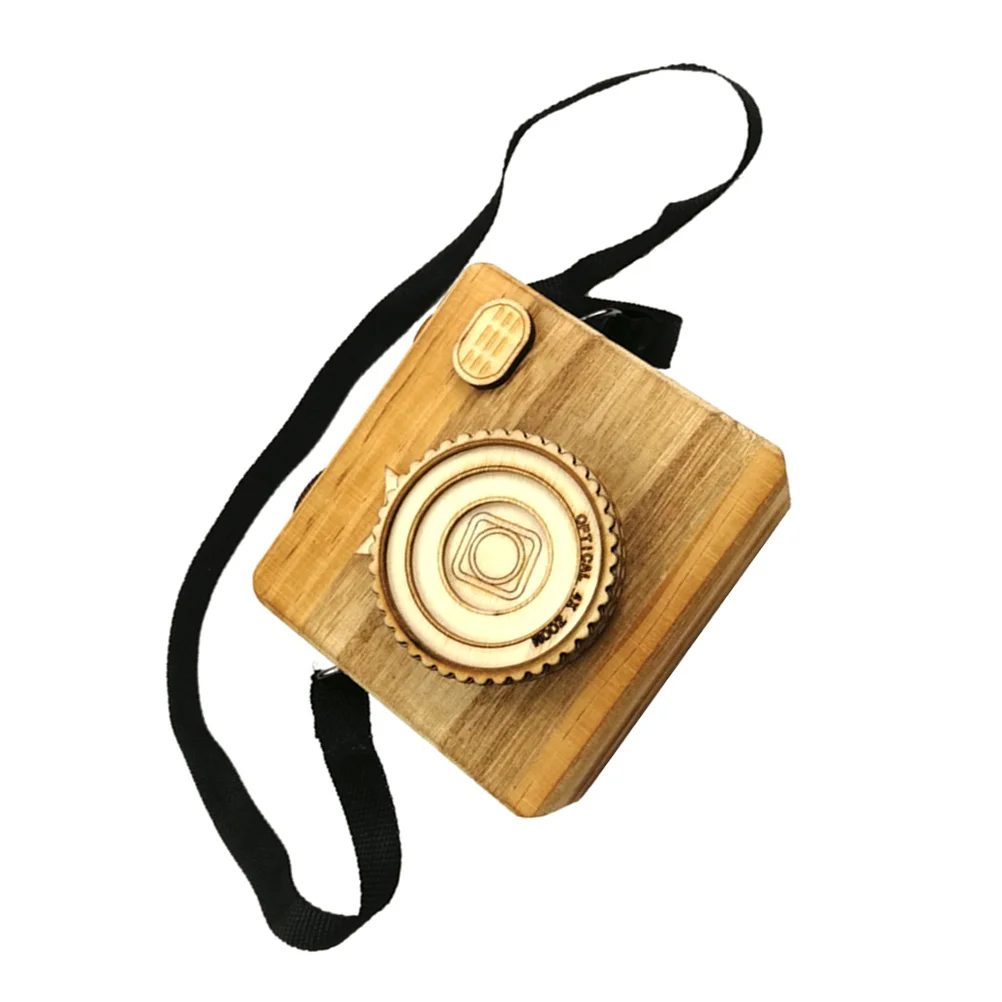 

Retro Camera Music Box Wooden Handmade Ornament Creative Melody Gift for Special Occasions Wood Color Wooden Music Box