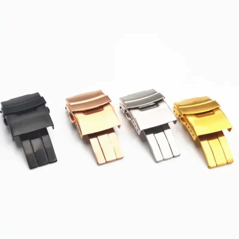 304 Stainless Steel Solid Watch Buckle for Seiko Diving Folding Clasp Metal Watch Band Safety Clasp Accessories 18/20/22/24mm