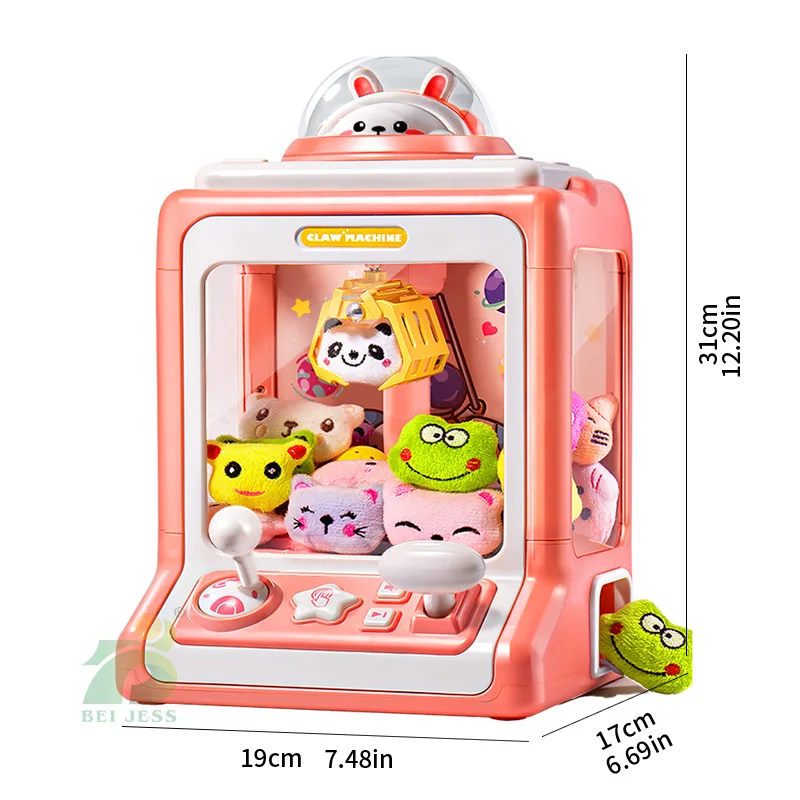 Kids Claw Machine Mini Arcade Grab Doll Gashapon Toy Withs Music Light Cartoon Clamp Machine Game For 3 Years Children Gifts