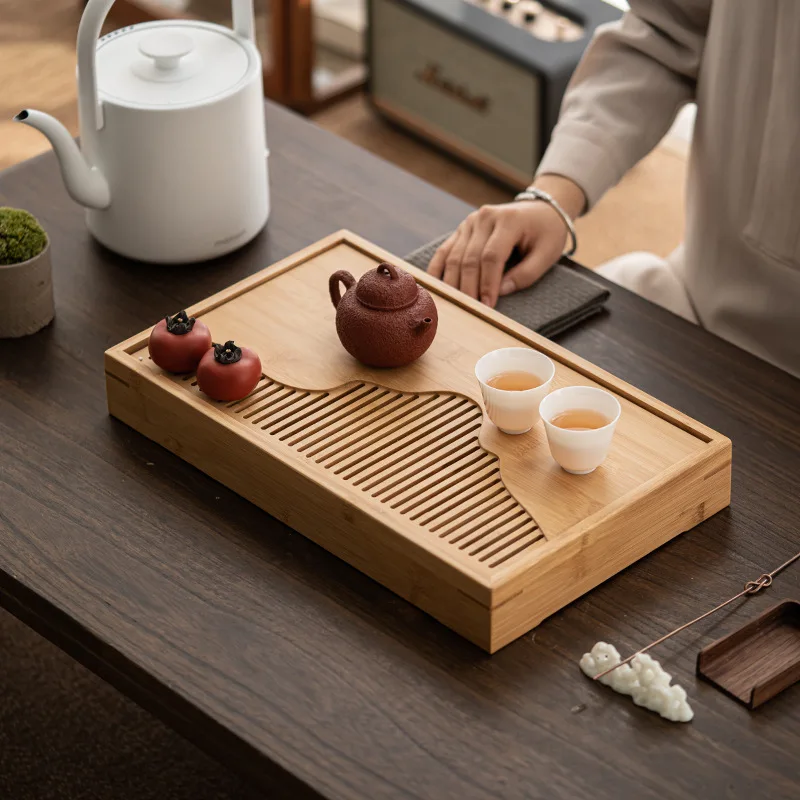 

Tianyi Luxury Bamboo Tea Tray Water Drainage Small Size Japanese Style Dry Foam Tea Table Rectangular Shape Tea Board for Hom...