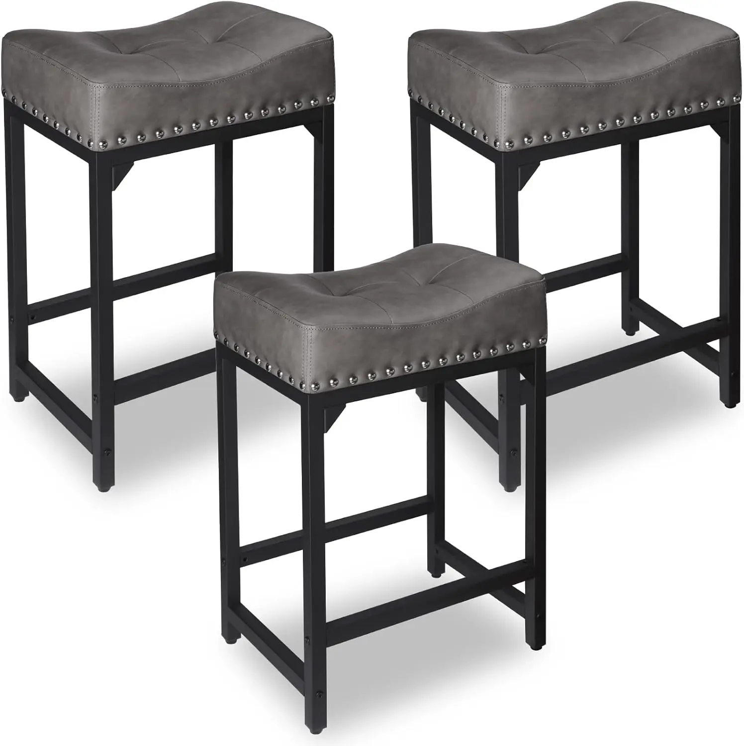 

Counter Height Bar Stools Set Of 3, Stools For Kitchen Island Set Of 3, 24 H Counter Stool Backl Barstools For Kitchen Counter