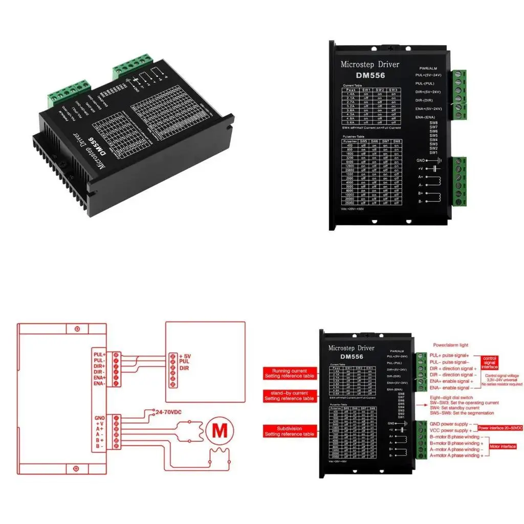 R53C DM556 Digital Motor Driver 5.6A 2-Phase Stepper Motor Controller for 42 57 86 Stepper Motor Replace M542/2M54/TB6600