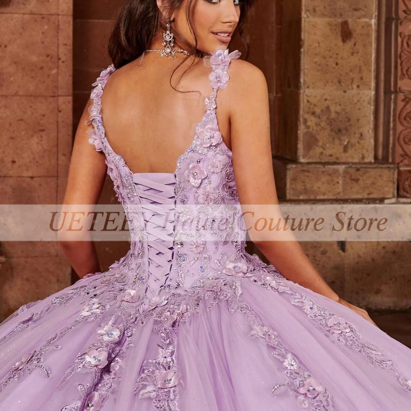 Vestidos de baile de quinceañera para niña de 15 años, elegantes, morados, con apliques de cuentas, 2022