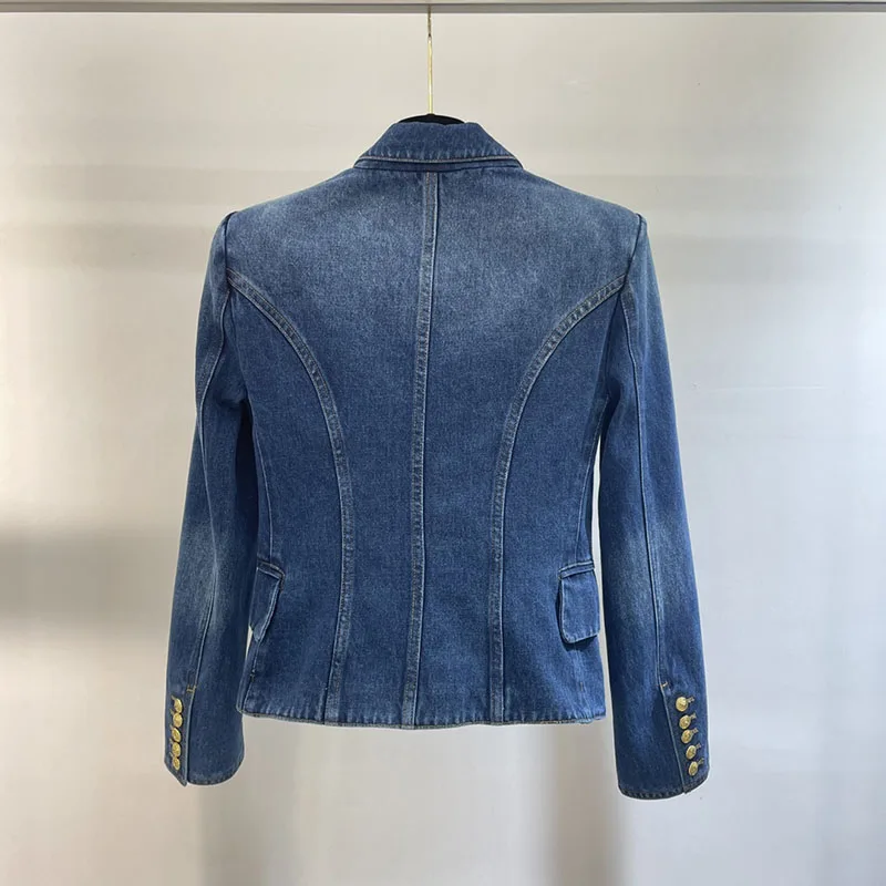 jackets for womeny2k spring and summer do old washed double-breasted long-sleeved Denim jacket2024 Slim and thin Woman clothing