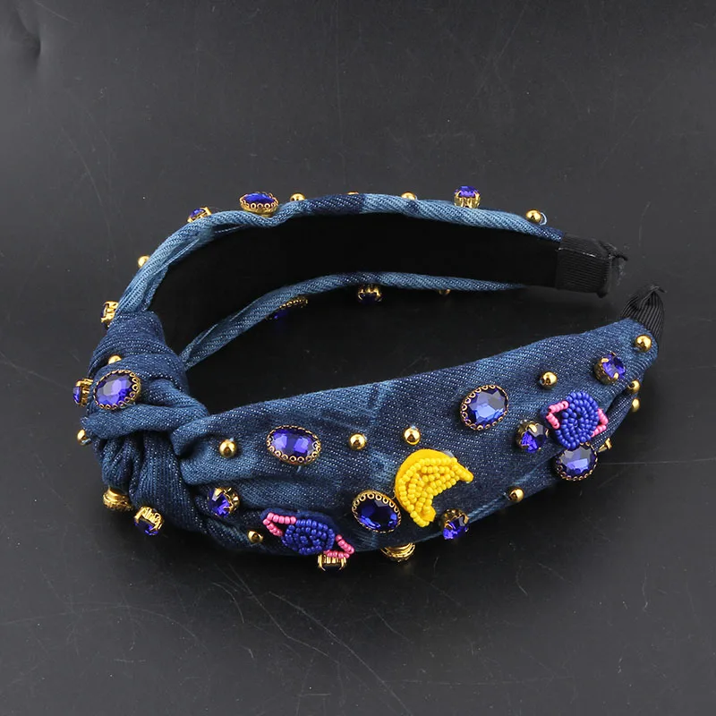 Bohemia Cowboy Knot Crystal Bear Hairband Luxury Rhinestone Diamante Colorful Headband Party Wedding Female Hair Accessories 157