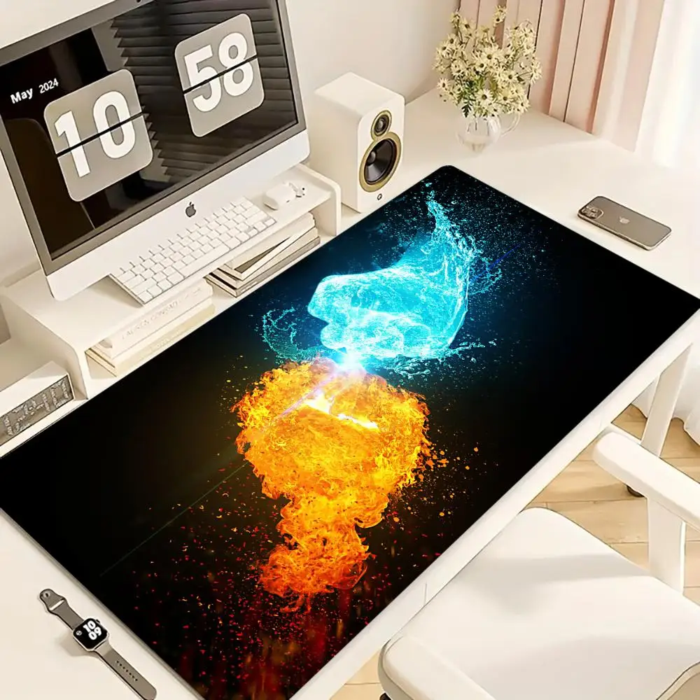

Red Blue Fist Duel Mouse Pad XL Computer Accessories Office Game Table Mats Rubber Anti-slip Gaming Keyboard Mousepads Desk Pads