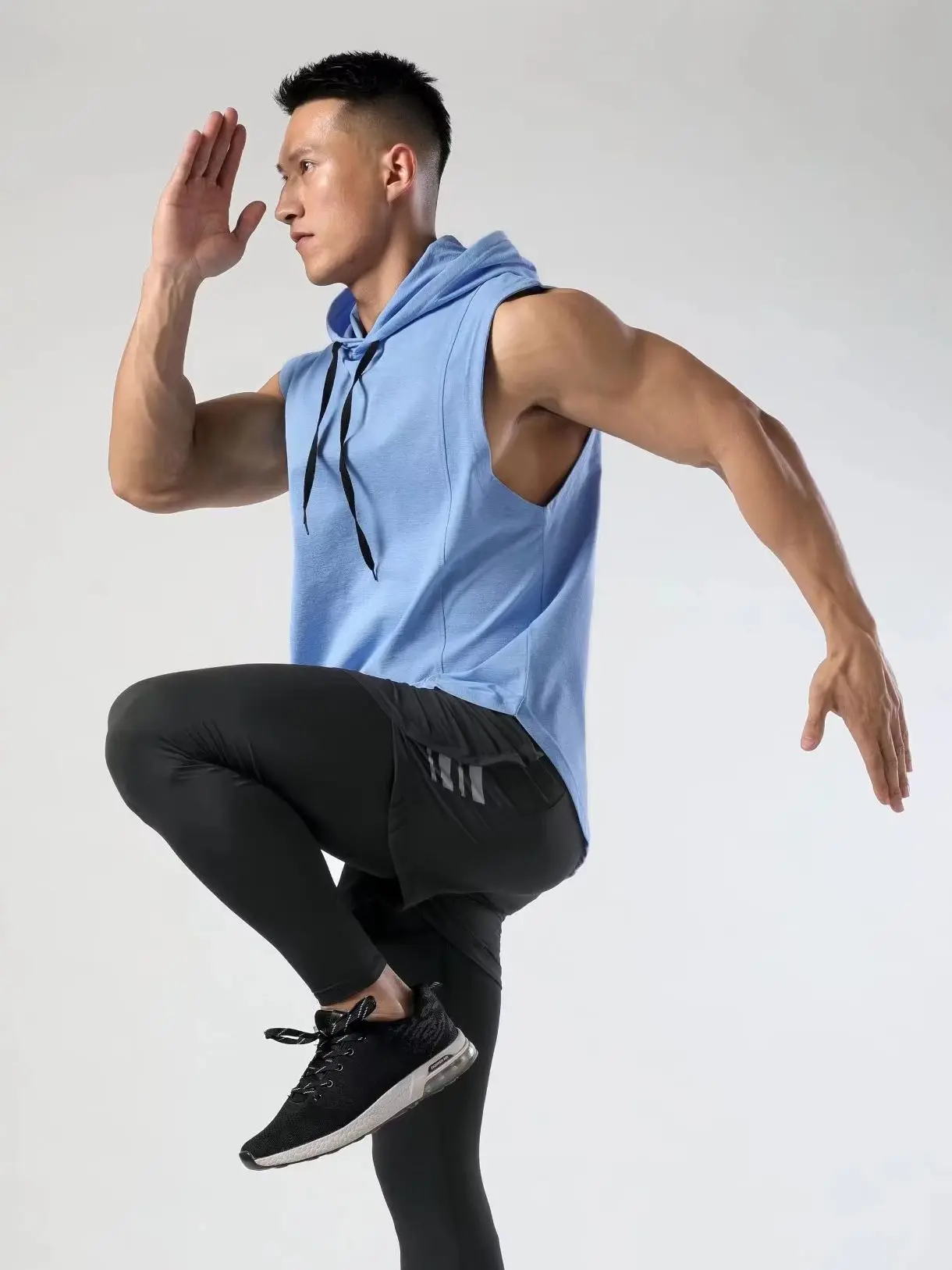 Gym Clothing Mens Bodybuilding Hooded Tank Top Cotton Sleeveless Vest Sweatshirt Fitness Shirt Workout Sportswear Tops Male