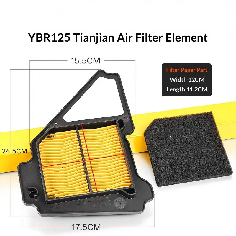 Dustproof Motorcycle Air Filter Fit for YBR125ED JYM125 YBR 125 2008 Models Engine  Spare Part