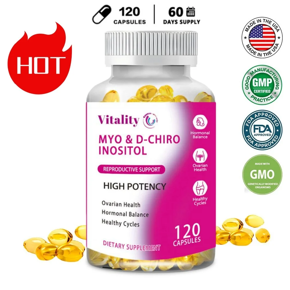 Vitality Myo-Inositol & D-Chiro Inositol Capsules for Ovarian Health Support and Balance Hormone Vitamin B8 Menstrual regulation