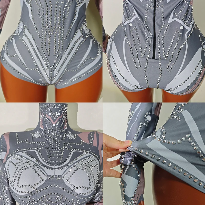 مثير ارتداءها الأخضر تمتد طويلة الأكمام عرض الأداء مجموعة الزي الرقص دعوى النساء Gogos زي حزب ملهى ليلي المغني ارتداء #6