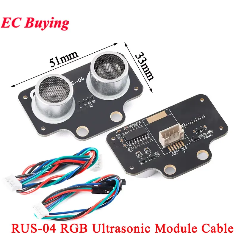 RUS-04 RGB Ultrasonic Module with RGB Light Distance Sensor HC-SR04 Obstacle Avoidance Sensor for Arduino Smart Car Robot