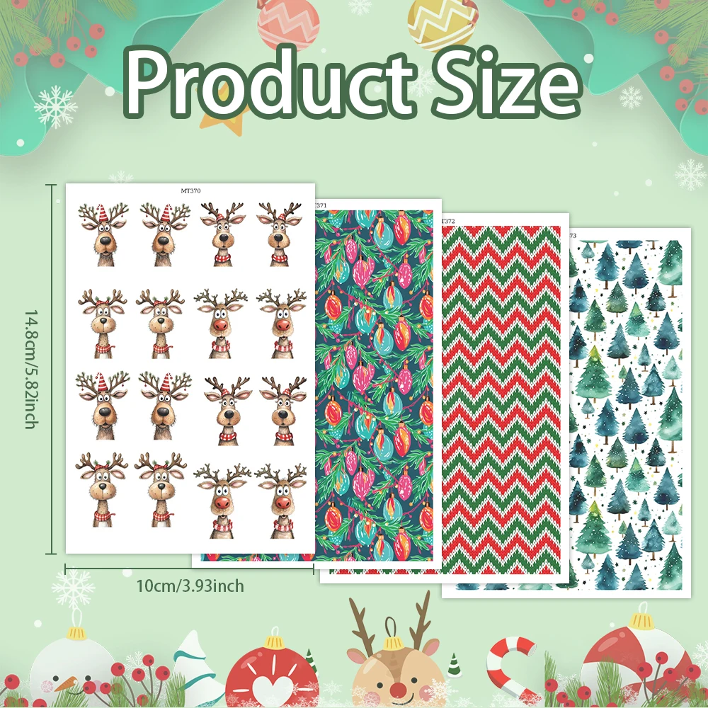

Moose Wavy Lines Merry Christmas Lights Polymer Clay Transfer Paper Stickers for Diy Jewelry Earrings Printing Paper Making