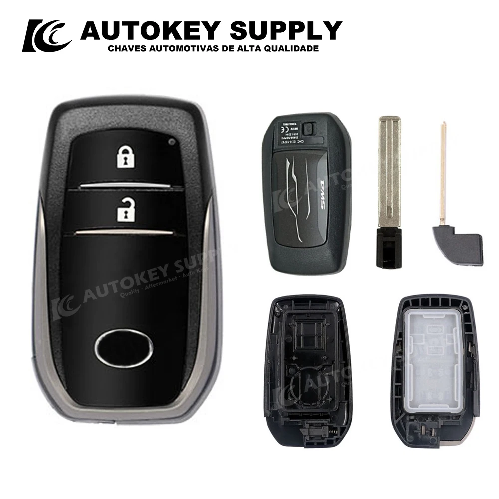 ForToyota Smart Card Key Shell 2 Buttons With Logo On The Back Cover (Double-Sided Slot)  Autokeysupply AKTYS344