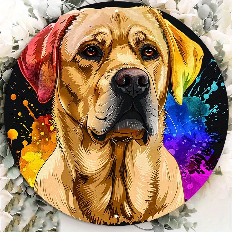 

Smiling Dog Face Aluminum Sign, UV and Scratch Resistant, Easy-Hang, Outdoor & Indoor Decor, Decorative Wall Poster, 8x8 in 1PC