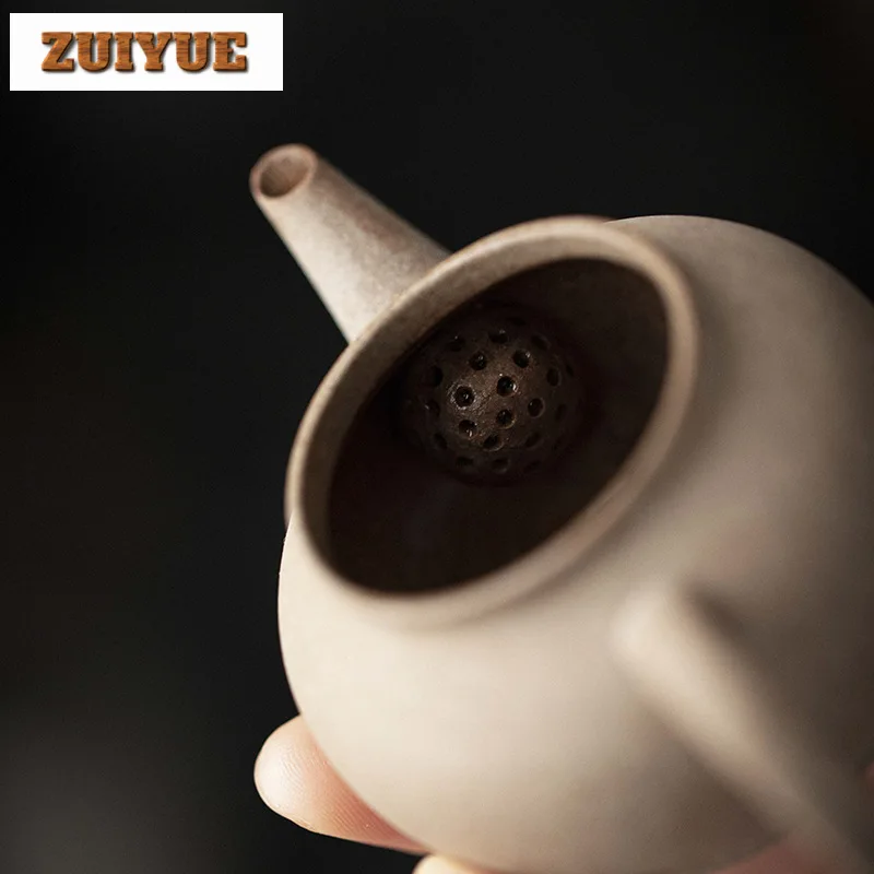 80ml Retro Quarterly Kiln Ceramic Teapot Handmade Pre-burn Pot with Filter Retro Small Pottery Kettle Kung Fu Tea Set Gifts