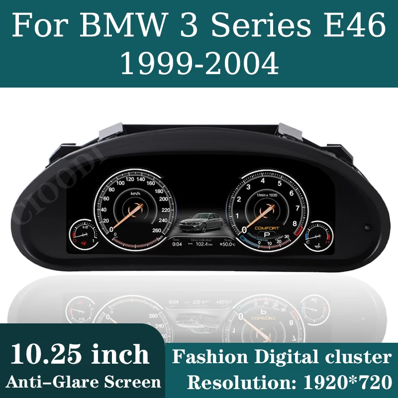 

10.25" LCD Digital Instrument Panel For BMW 3 Series E46 Dashboard Odometer Speedometer Screen Virtual Cockpit Cluster CarPlay