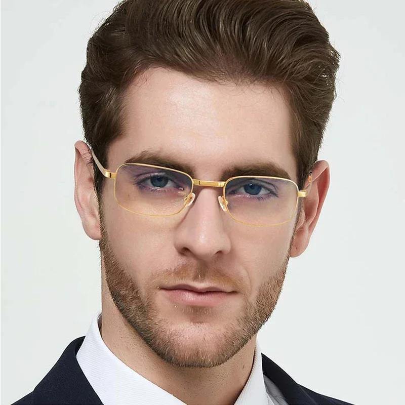 Anti-Scratch Reading Glasses with Case Men Women Glass Lens Alloy Full Frame Presbyopic Glasses Magnifying Eyewear Diopter