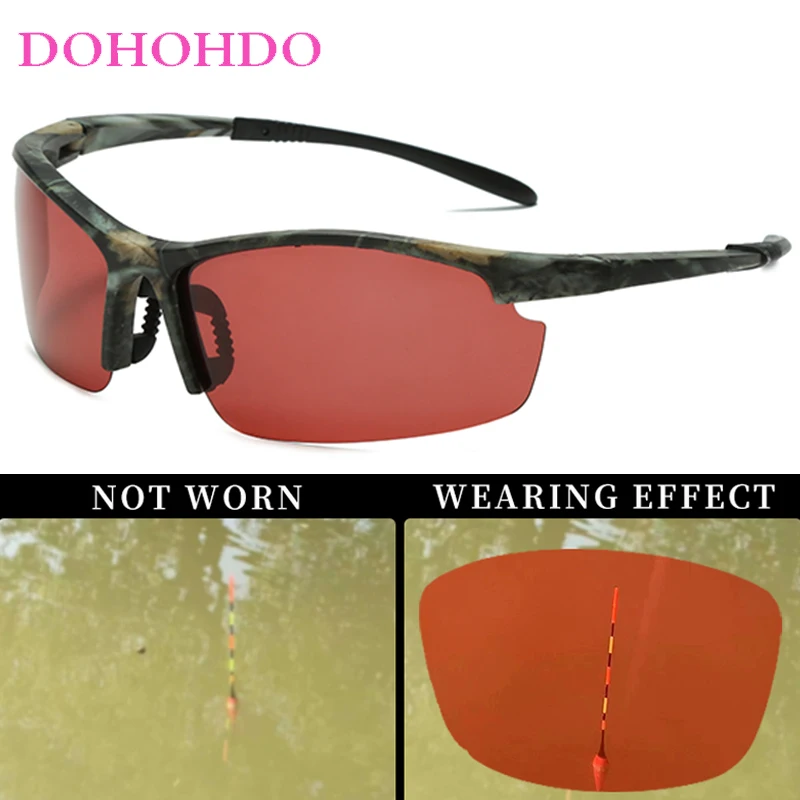 DOHOHDO Polarized Fishing Sunglasses Men Women Classic Red Lens See Fish Float Sun Glasses Outdoor Driving Glasses Eyewear UV400