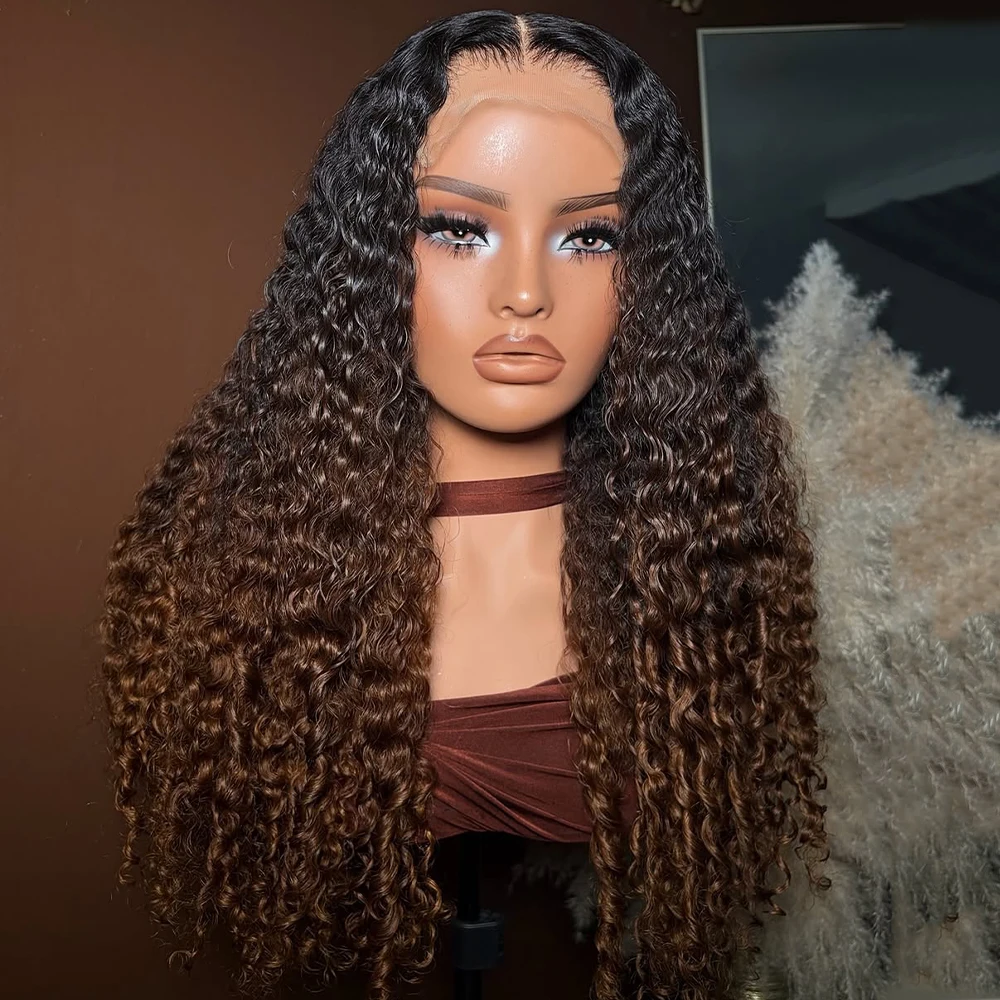 Highlight Brown Curl Human Hair wig 13x6 13x4 Lace Front Human Wig For Women 5x5 Lace Closure Wig Jerry Curly Wave  Glueless view 4