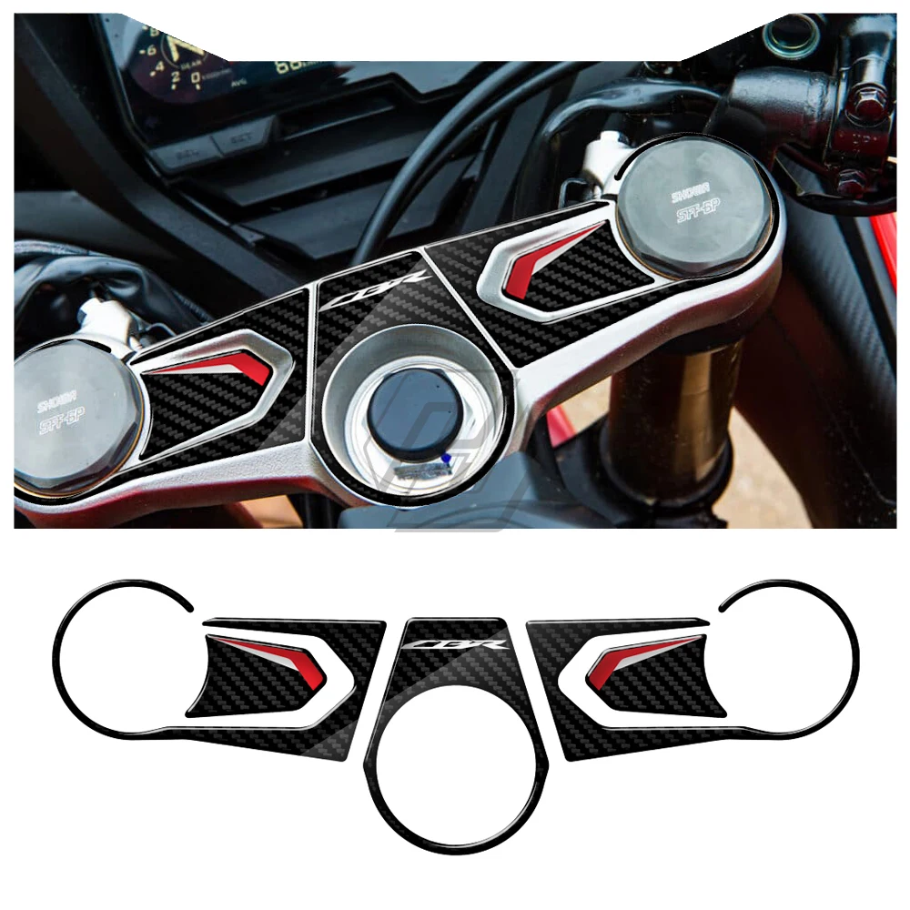 For Honda CBR650R 2019-2022 3D Carbon-look Triple Yoke Defender Sticker Side Tank Pad Protection