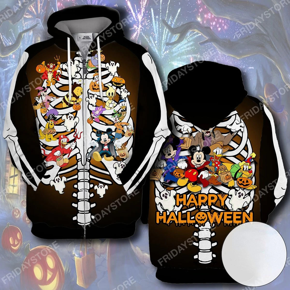 

Disney T-shirt Disney Characters Happy Halloween Party Bone 3D T-shirt 3D Hoodie