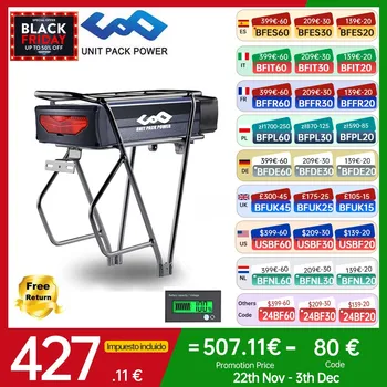 72V 52V 48V 36V Rear Rack eBike Battery 21700 Lithium Pack with Luggage for 2000W 1500W 1000W 750W 500W 24