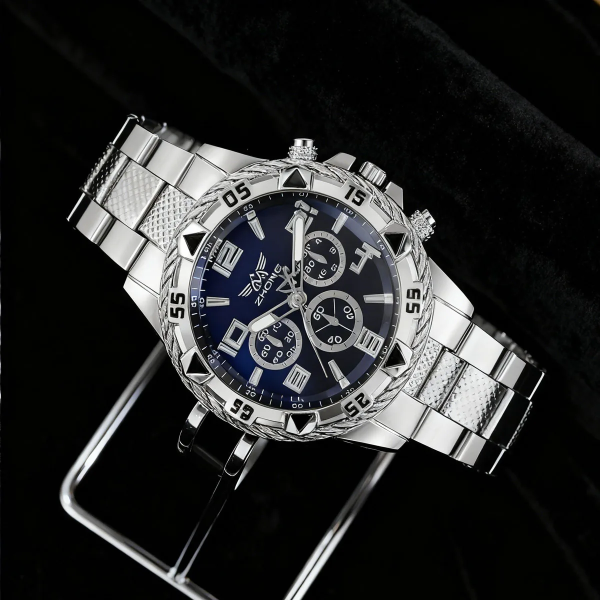 2pcs-Men's Fashion Luxury Watch Round Analog Mens Watch Casual Quartz Wrist Watch for Men Birthday Daily Holiday Gifts